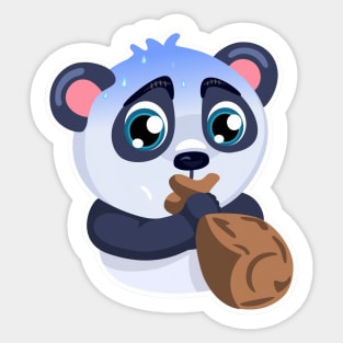 Panda blows the paper bag Sticker